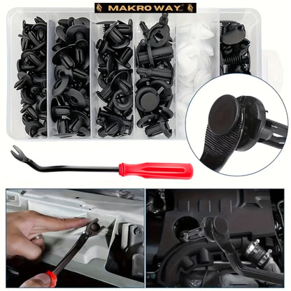 Universal Car Retention Clip Set - 105pc Kit with Bumper Fasteners and Fender Parts - Fits Most Models