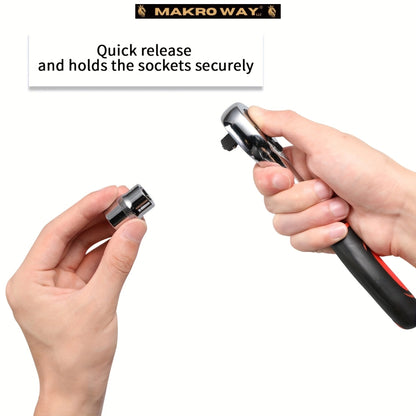 46-Piece Car and Bike Repair Tool Set with Ratchet Socket Wrench, Insulated Materials, No Battery Required
