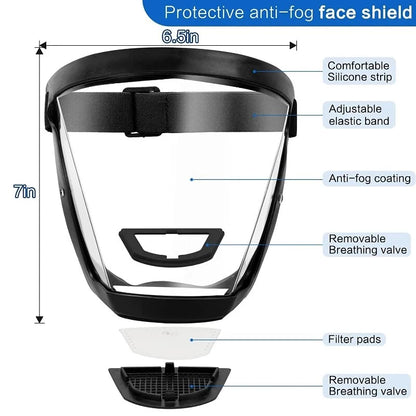 Ultimate Full Face Shield - Protect, Breathe & See Clearly - Adjustable & Durable
