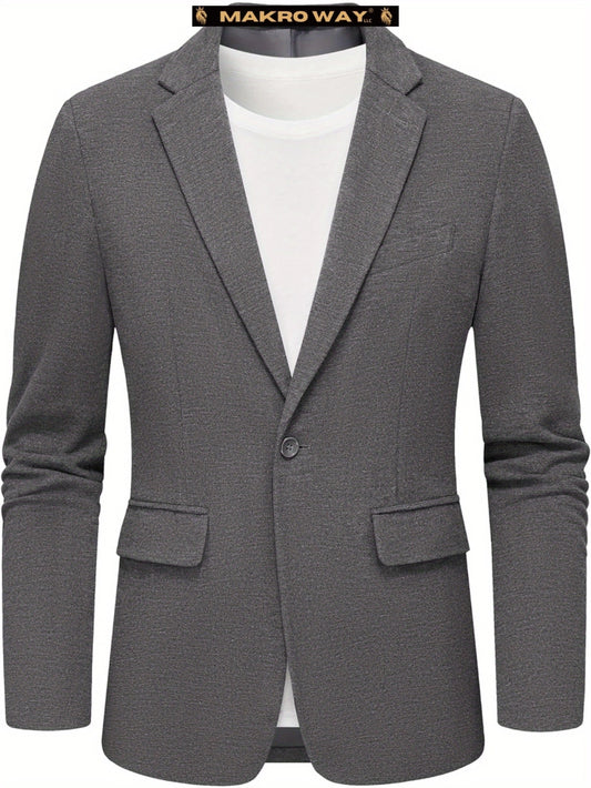 MAGE HOMBRE Chaqueta deportiva informal de punto para hombre, chaqueta de traje ajustada, chaqueta de traje con muescas y un botón, Blazers
