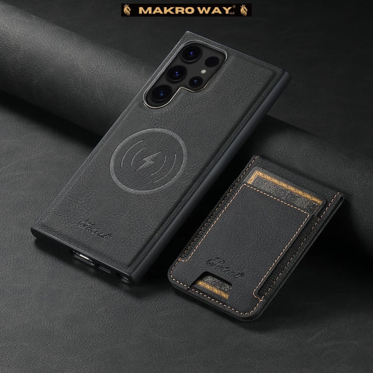 Funda de Cuero 2 en 1 con Carga Inalámbrica para Samsung
