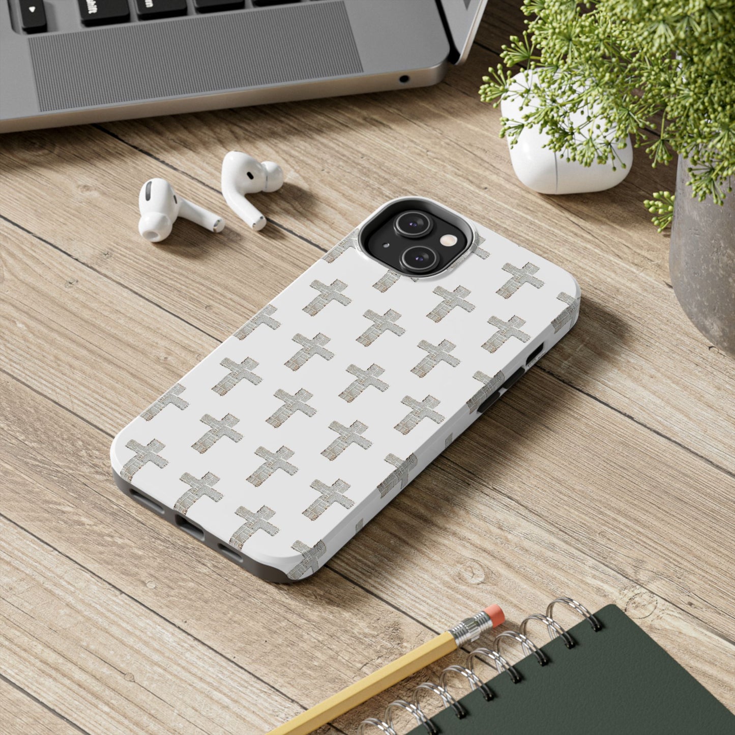 Cross Pattern Tough Phone Case — Minimalist Religious Christian Design