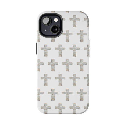 Cross Pattern Tough Phone Case — Minimalist Religious Christian Design