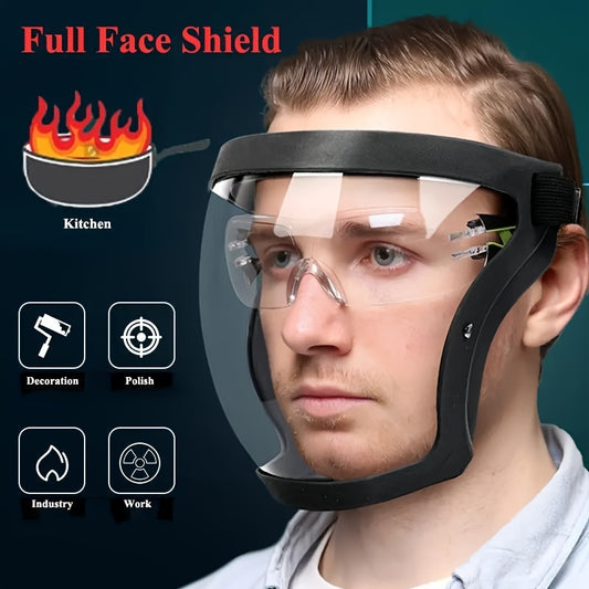 Upgrade Your Safety: Adjustable Full Coverage Face Shield" - Protection & Comfort for Work, Outdoors & Kitchen!