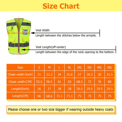 Premium Reflective Safety Vest - 9 Pockets, ANSI/ISEA Compliant, Unisex - Perfect for Construction, Surveying, and Warehouse Work