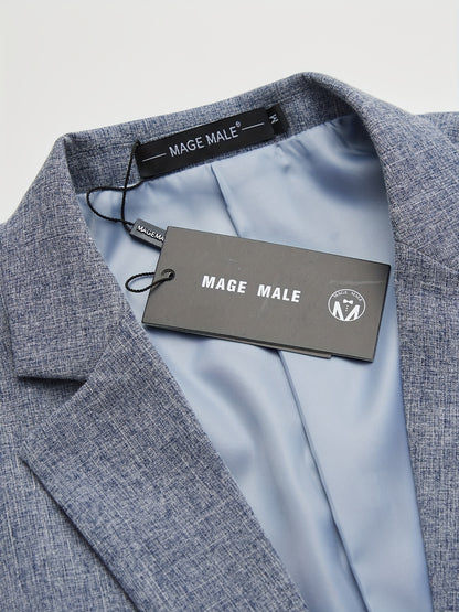 MAGE MALE Chaquetas Blazer de Traje Casual de Negocios para Hombre, Ajustadas, Ligeras, de Un Botón, Color Azul Marino
