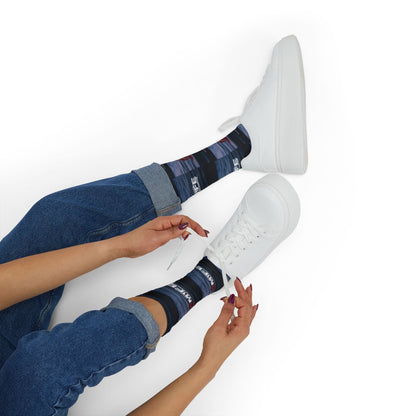 Sublimation Socks — Distressed Stripe Logo Crew Socks