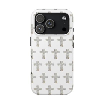 Cross Pattern Tough Phone Case — Minimalist Religious Christian Design