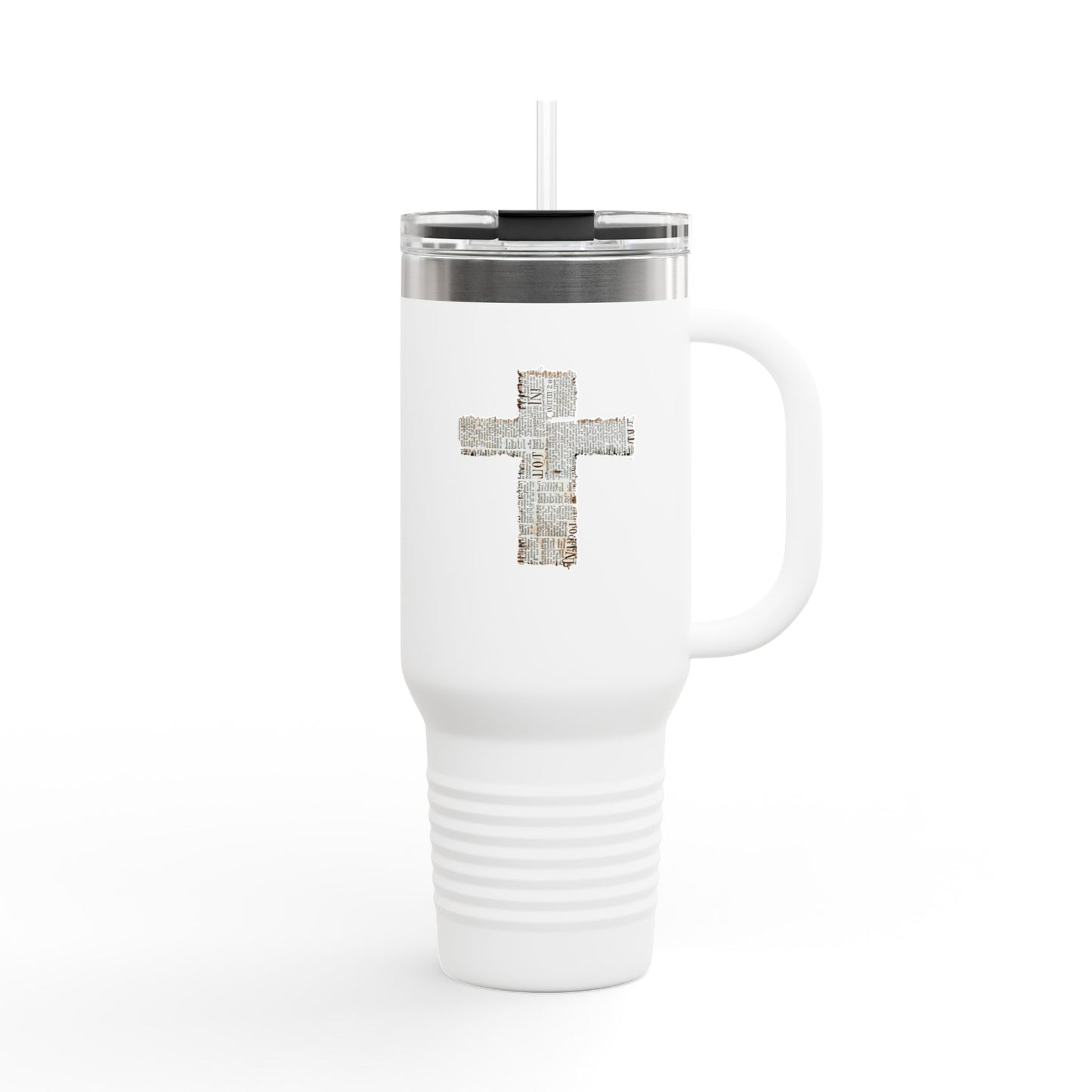 40oz Insulated Travel Mug with Rustic Cross — Christian Faith Tumbler