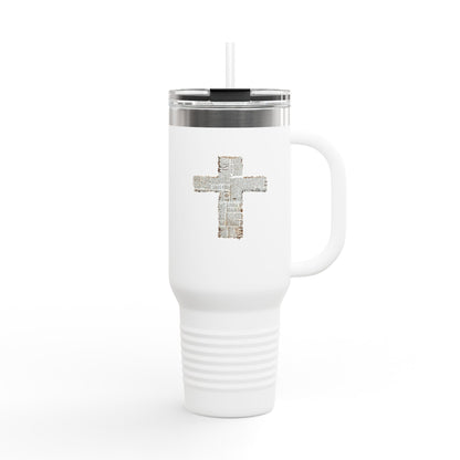 40oz Insulated Travel Mug with Rustic Cross — Christian Faith Tumbler
