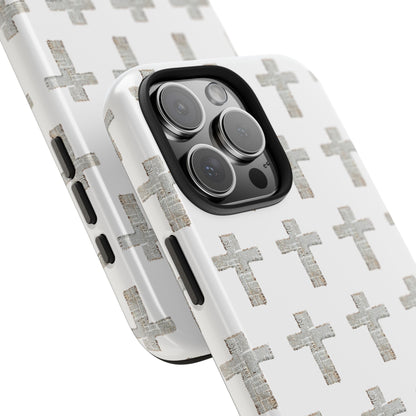 Cross Pattern Tough Phone Case — Minimalist Religious Christian Design