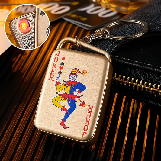 Mini llavero de encendedor de póquer a prueba de viento recargable por USB para hombres y mujeres