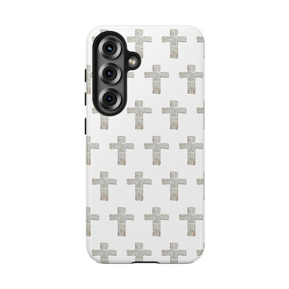 Cross Pattern Tough Phone Case — Minimalist Religious Christian Design