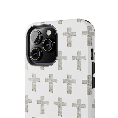 Cross Pattern Tough Phone Case — Minimalist Religious Christian Design