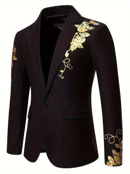 Abrigo De Vestir De Diseño Clásico, De Color Sólido Para Hombres Con Patrón De Cachemira Dorado Para Negocios Y Fiestas De Bodas