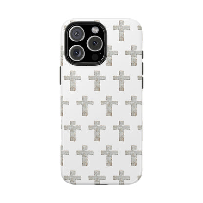 Cross Pattern Tough Phone Case — Minimalist Religious Christian Design