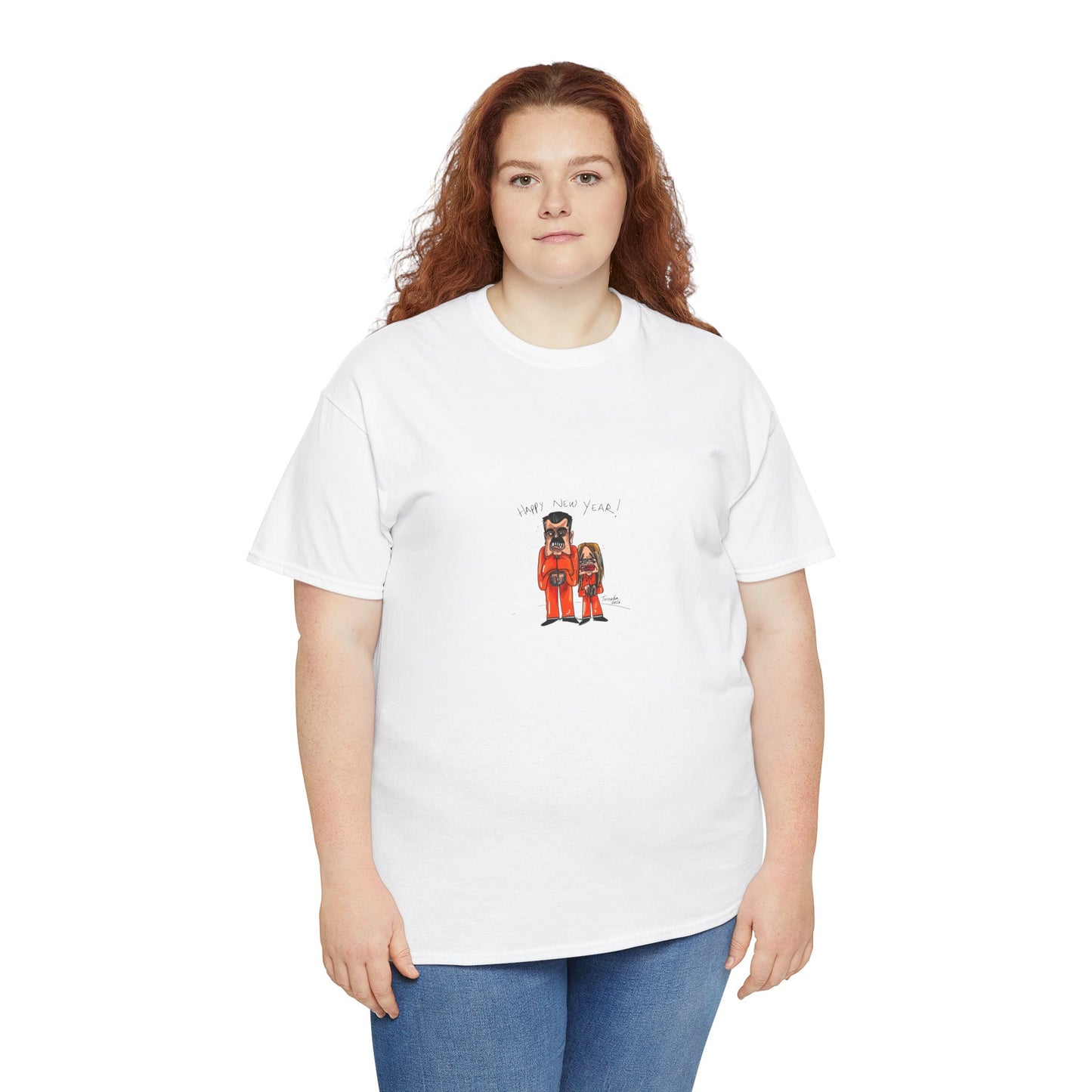 Crewneck Tee — 'Dad and Kid' Matching Astronaut Illustration
