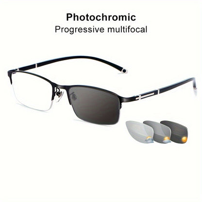 1pc Gafas Progresivas Multifocales Inteligentes Para Hombres Con Fotoquímica, Gafas Unisex TR90 Para Ordenador Con Zoom Automático