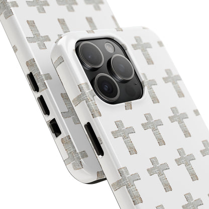 Cross Pattern Tough Phone Case — Minimalist Religious Christian Design
