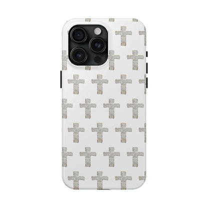 Cross Pattern Tough Phone Case — Minimalist Religious Christian Design