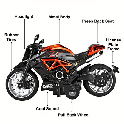 Juguete De Motocicleta De Aleación Fundida A Presión, Motocicleta Extraíble Con Sonidos Y Luces 1:12, Coches De Juguete Para Niños Con Fricción, Juguetes De Motocicleta, Regalo Para Niños O Niñas, Cumpleaños, Navidad
