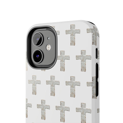 Cross Pattern Tough Phone Case — Minimalist Religious Christian Design