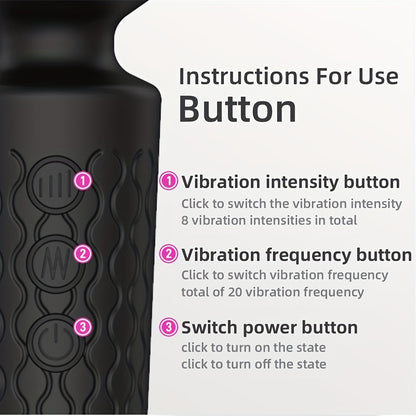 Recargable AV Stick Vibrador de 20 Frecuencias en Negro para el Placer Femenino - Suministros para Adultos
