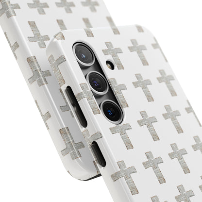 Cross Pattern Tough Phone Case — Minimalist Religious Christian Design