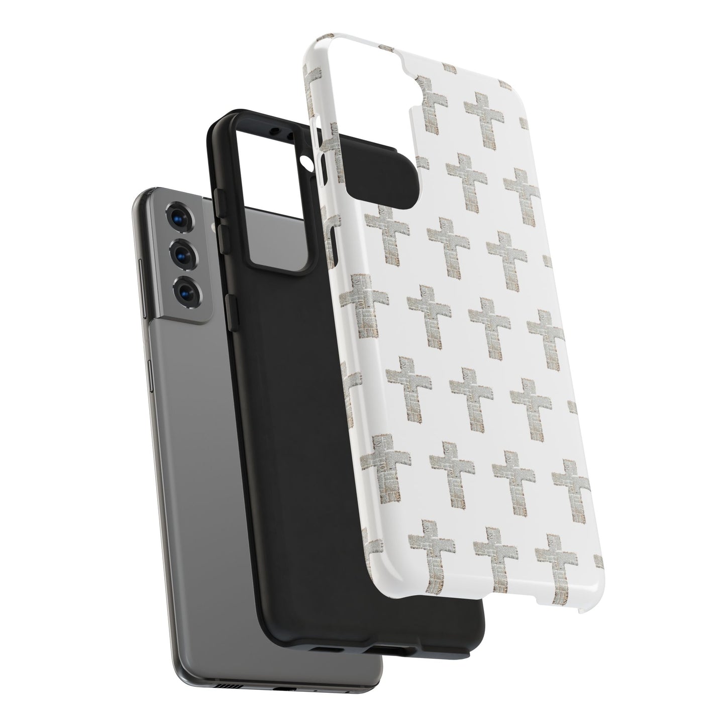 Cross Pattern Tough Phone Case — Minimalist Religious Christian Design