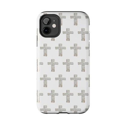 Cross Pattern Tough Phone Case — Minimalist Religious Christian Design