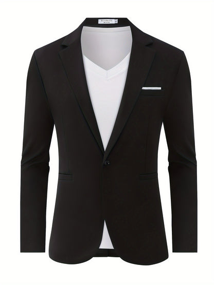 Chaqueta Blazer Casual para Hombre, Chaqueta de Traje de Un Botón, Chaquetas Ajustadas, Abrigo Deportivo Ligero
