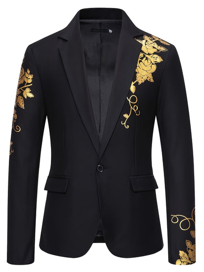 Abrigo De Vestir De Diseño Clásico, De Color Sólido Para Hombres Con Patrón De Cachemira Dorado Para Negocios Y Fiestas De Bodas