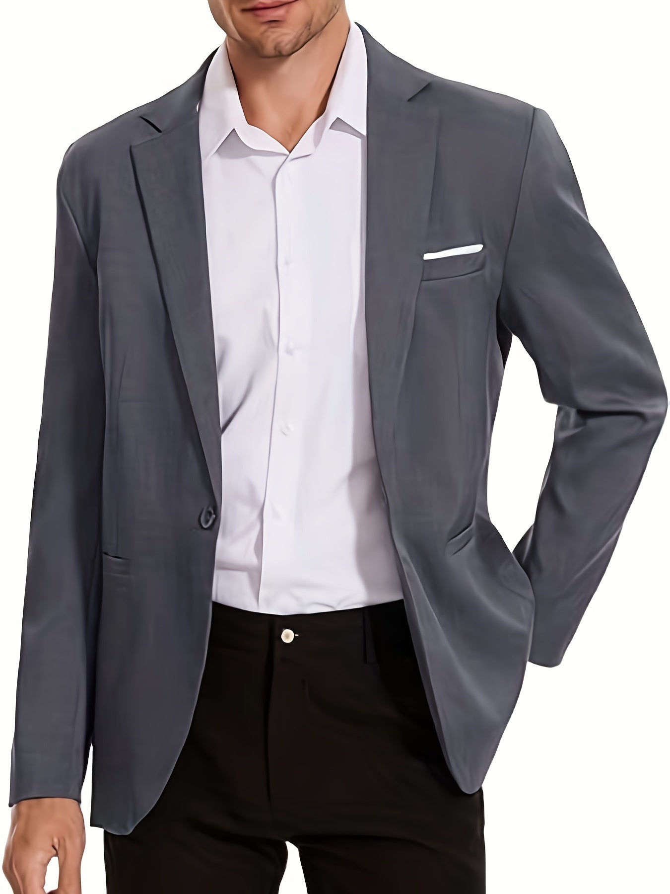Chaqueta Blazer Casual para Hombre, Chaqueta de Traje de Un Botón, Chaquetas Ajustadas, Abrigo Deportivo Ligero