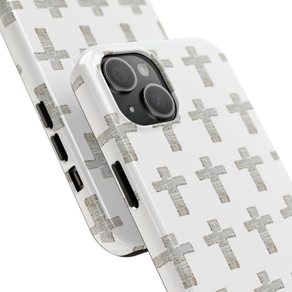Cross Pattern Tough Phone Case — Minimalist Religious Christian Design