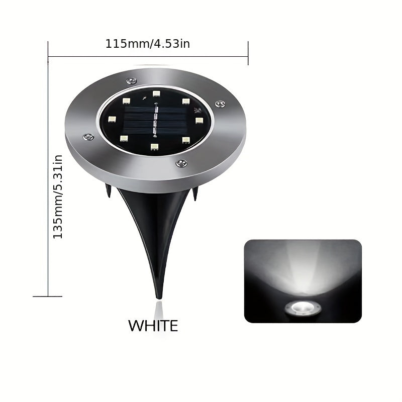 8 Luces De Disco De Jardín Solar Led Alimentadas, Lámpara Solar Led Para Decoración De Jardín Exterior