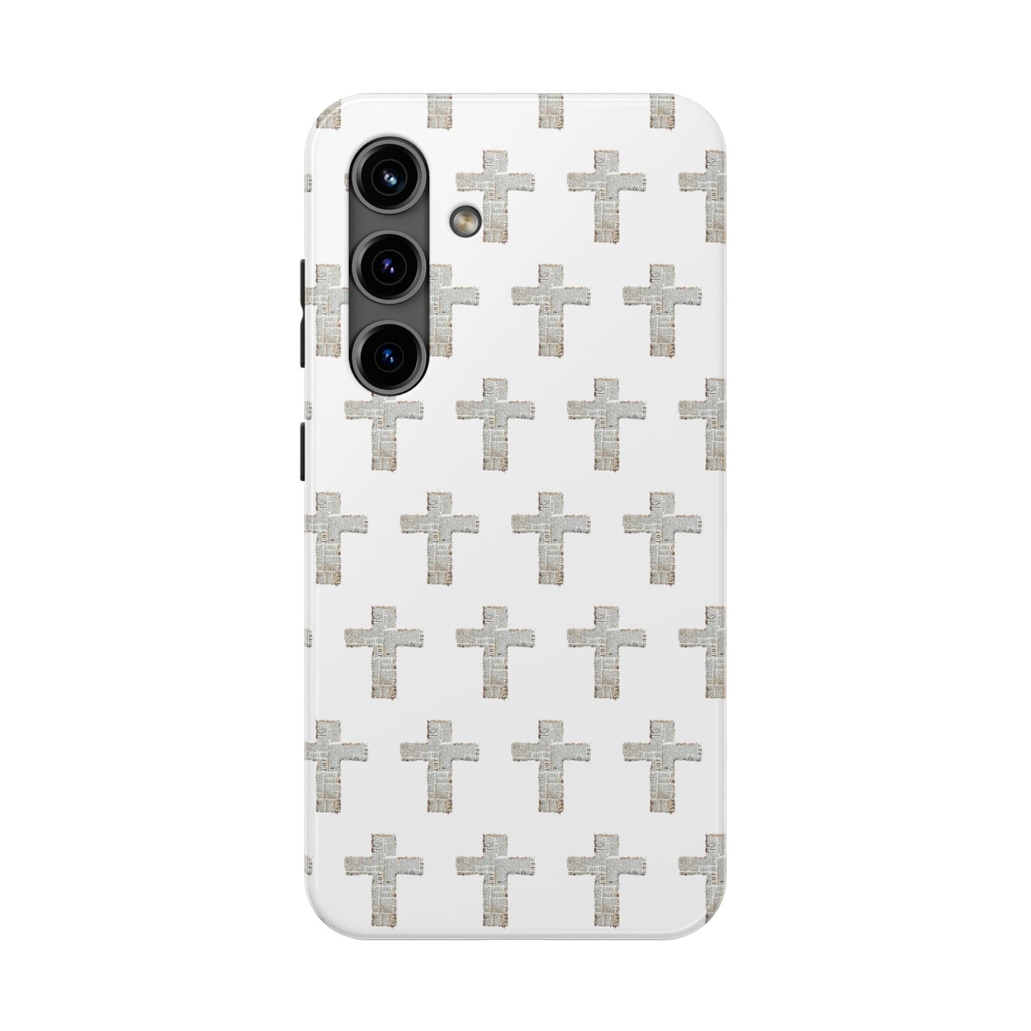 Cross Pattern Tough Phone Case — Minimalist Religious Christian Design