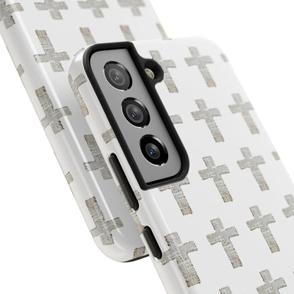 Cross Pattern Tough Phone Case — Minimalist Religious Christian Design