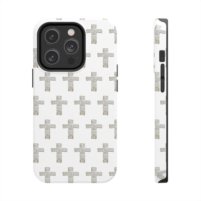 Cross Pattern Tough Phone Case — Minimalist Religious Christian Design