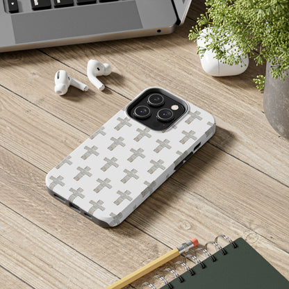 Cross Pattern Tough Phone Case — Minimalist Religious Christian Design
