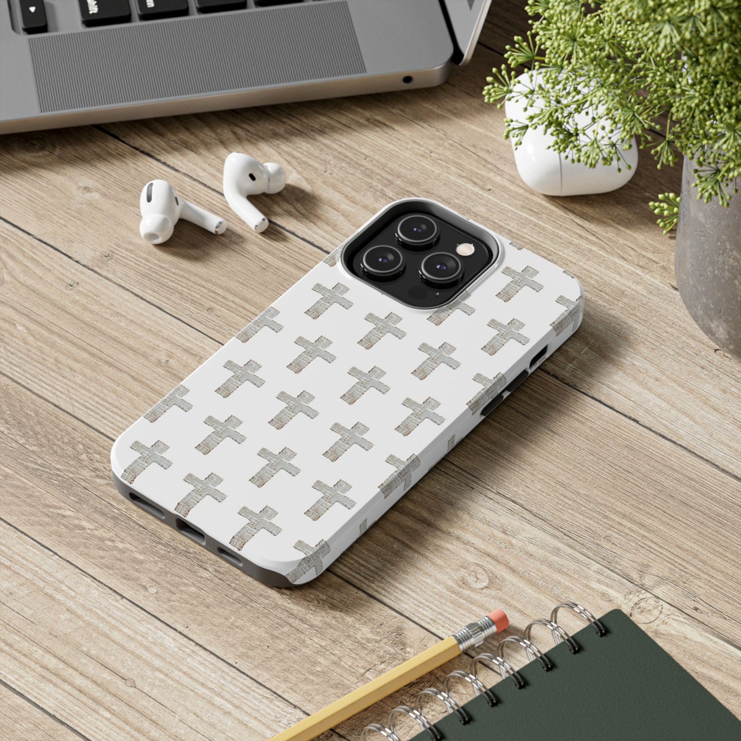 Cross Pattern Tough Phone Case — Minimalist Religious Christian Design