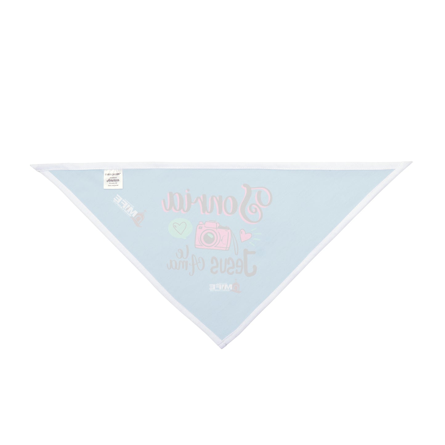 Pet Bandana — "Sonríe Jesús te Ama" Light Blue Dog & Cat Bandana