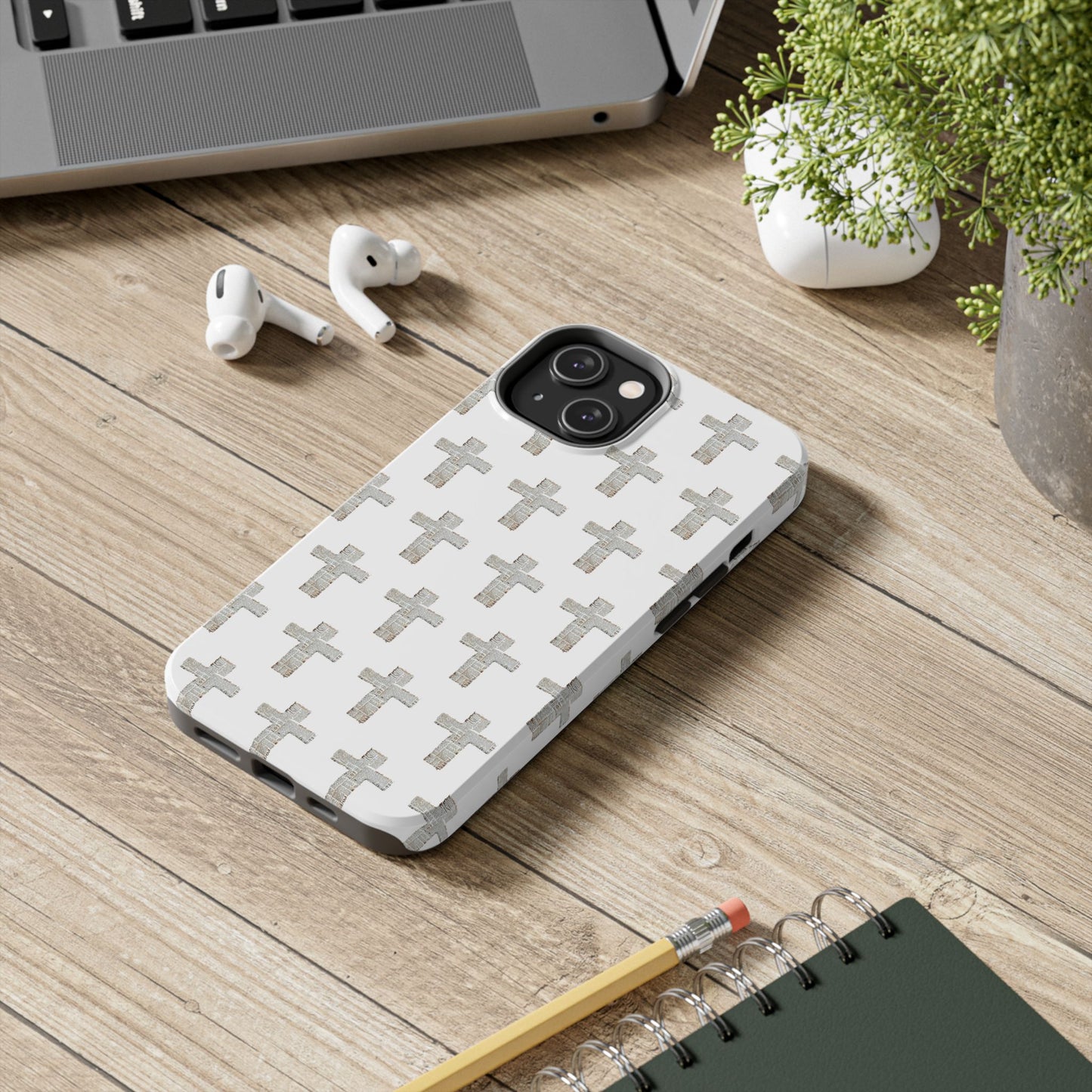 Cross Pattern Tough Phone Case — Minimalist Religious Christian Design
