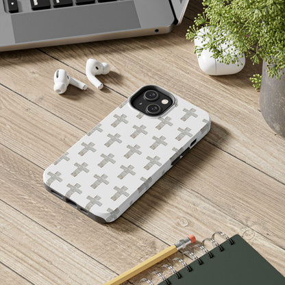 Cross Pattern Tough Phone Case — Minimalist Religious Christian Design