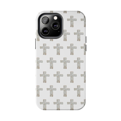 Cross Pattern Tough Phone Case — Minimalist Religious Christian Design