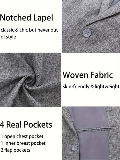 Blazers casuales ligeros para hombre, chaquetas deportivas, trajes de corte regular, chaquetas de dos botones