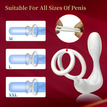 Masajeador de Próstata con Vibración y Anillo de Pene para Hombres - Juguetes Sexuales Anales para Parejas
