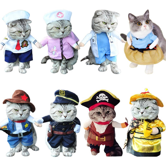 Funny Cat Clothes Pirate Suit Clothes For Cat Dog Costume Clothing Corsair Halloween Clothes Dressing Up Cat Party Costume Suit