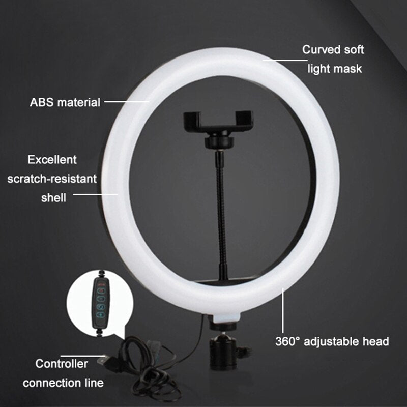 Dimmable LED Selfie Ring Fill Light Phone Camera Led Ring Lamp With Tripod For Makeup Video Live Aro De Luz Para Hacer Tik Tok