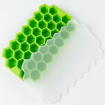 37 Cavity Honeycomb Ice Cube Trays Reusable Silicone Ice Cube Mold BPA Free Ice Maker with Removable Lids