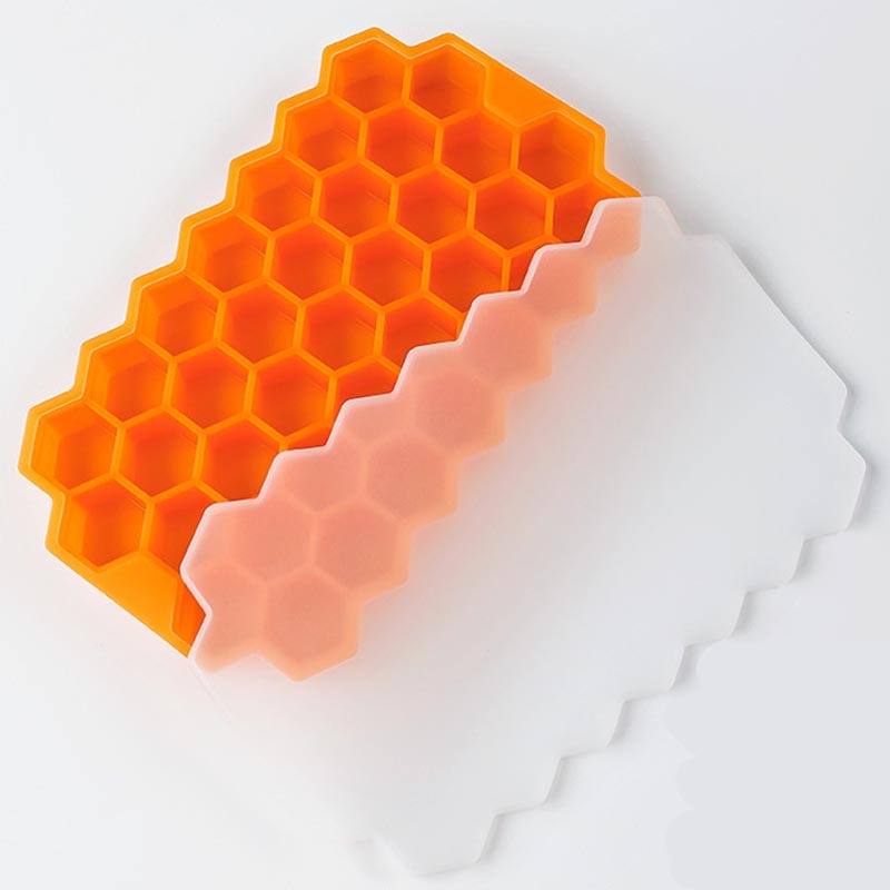 37 Cavity Honeycomb Ice Cube Trays Reusable Silicone Ice Cube Mold BPA Free Ice Maker with Removable Lids